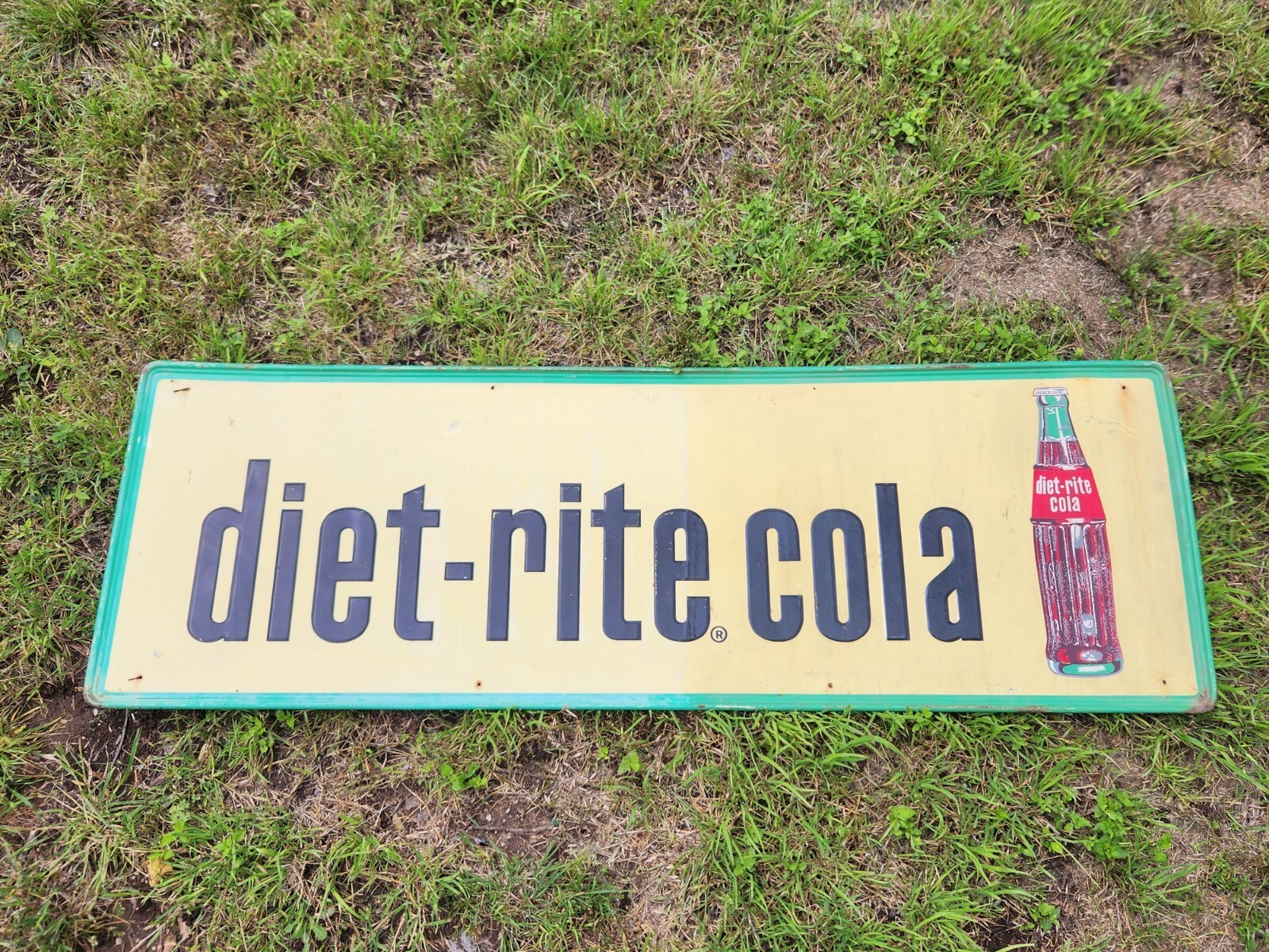 Large 54" Vintage Diet Rite Cola Sign Embossed Self Framed Soda Pop Gas Station