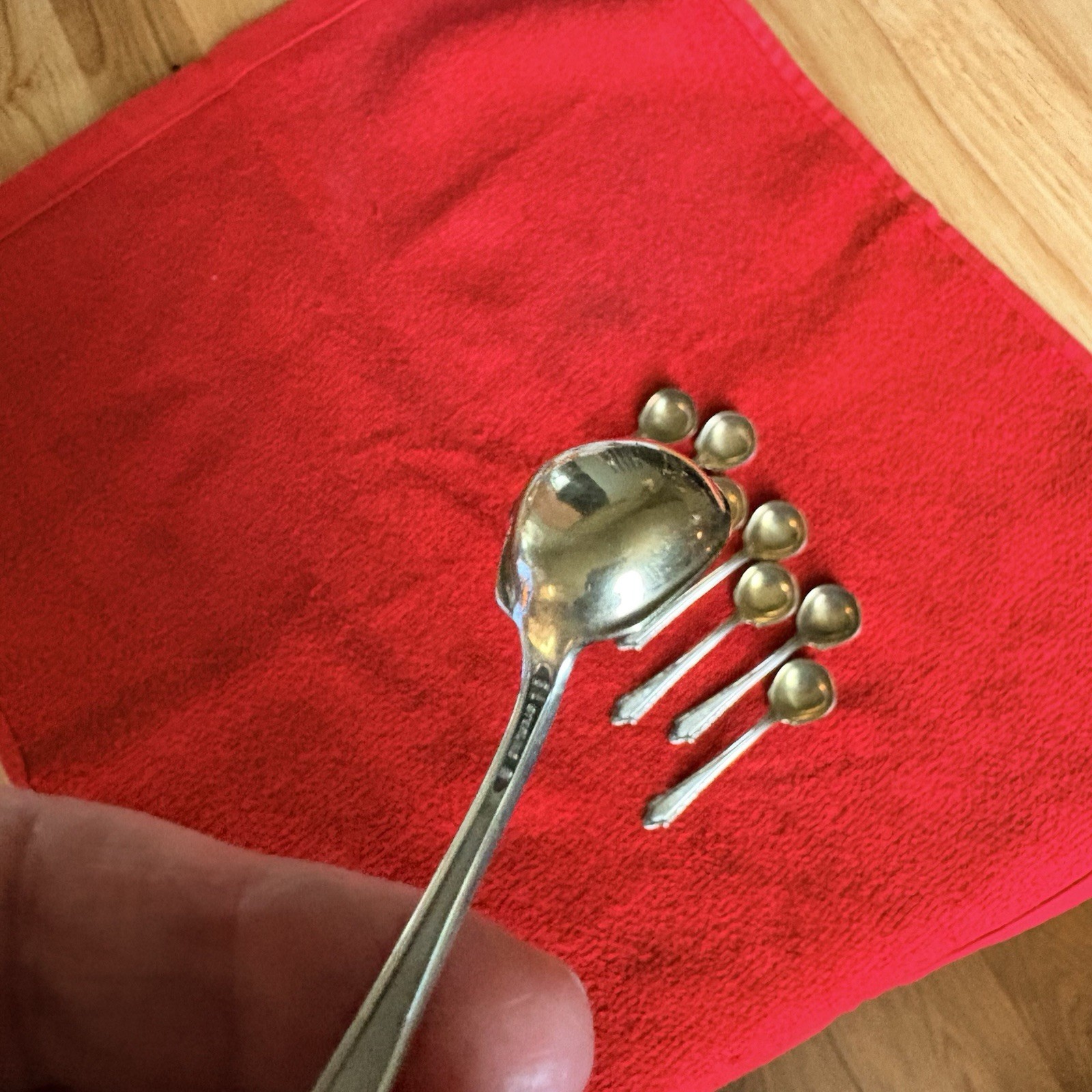 Vintage Sterling Silver Salt Spoon Set Of 8 Classic Design Gold Washed Bowl. mon
