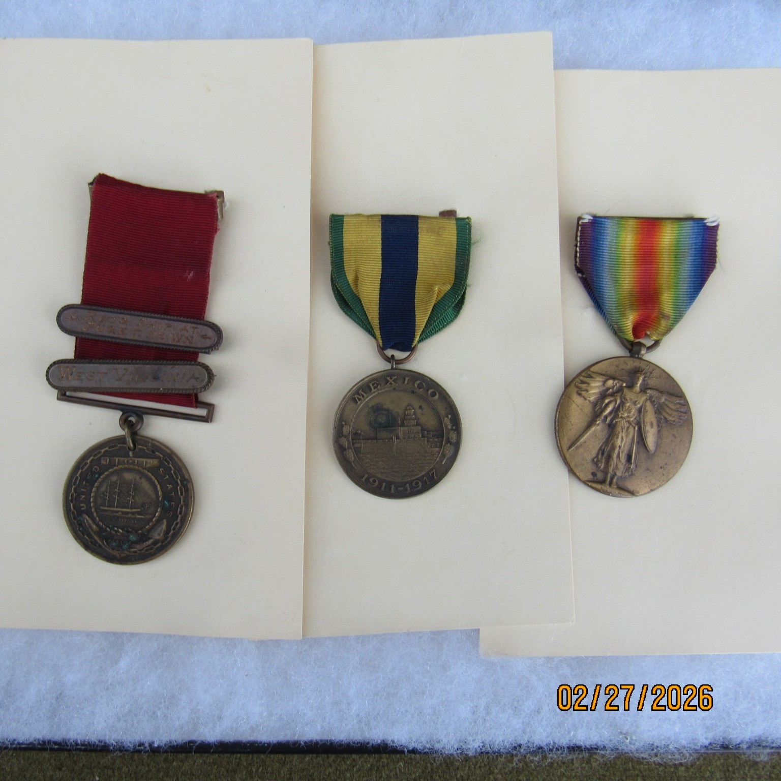 USN GCM GROUP 1910 2 BARS &USN MEXICO & RIM NAMED WW1 VICTORY MEDAL USS ST LOUIS