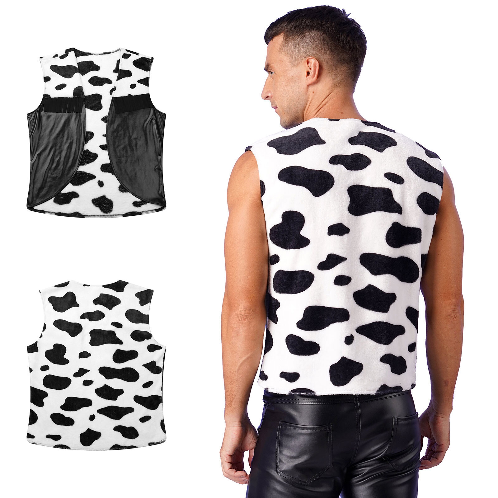 US Mens Flannel Western Cowboy Vest Sleeveless Open Front Waistcoat Tops Costume