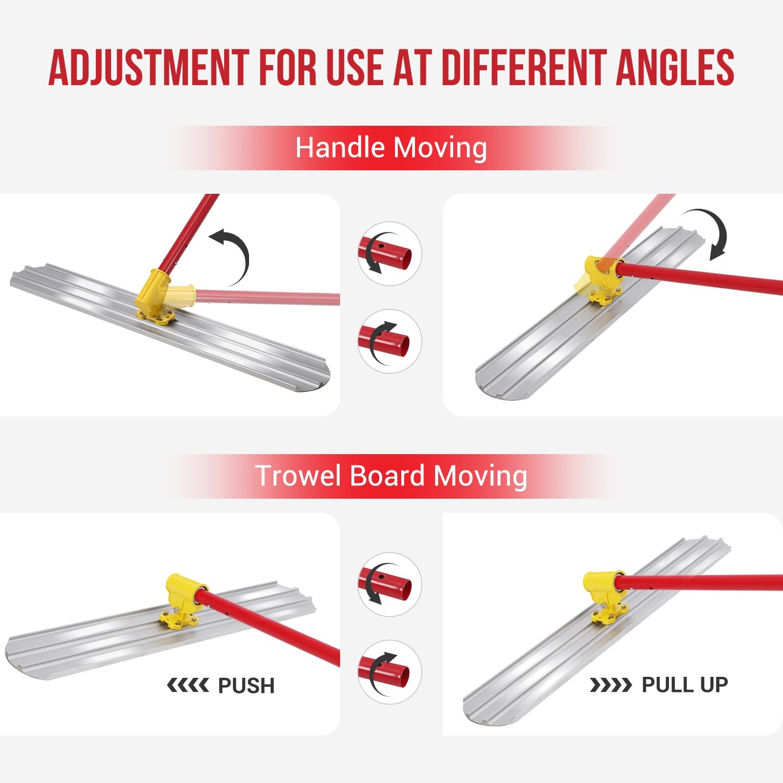 Bull Float Magnesium Concrete Float 48"x8" Concrete Tool Trowel Float 3 Handles