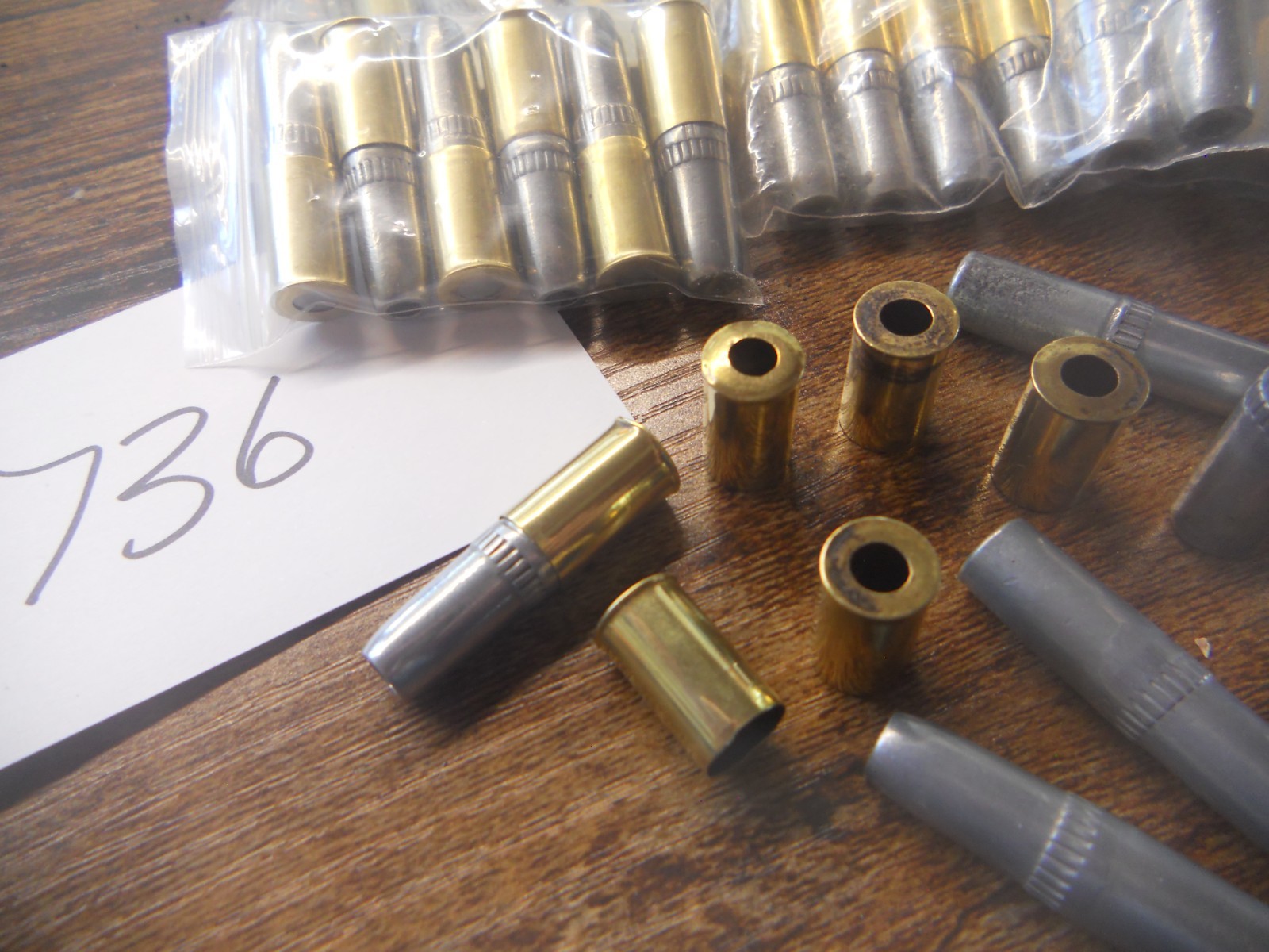 Hubley Colt 45 44 Set a 6 two piece. Bullets. open bottom #736