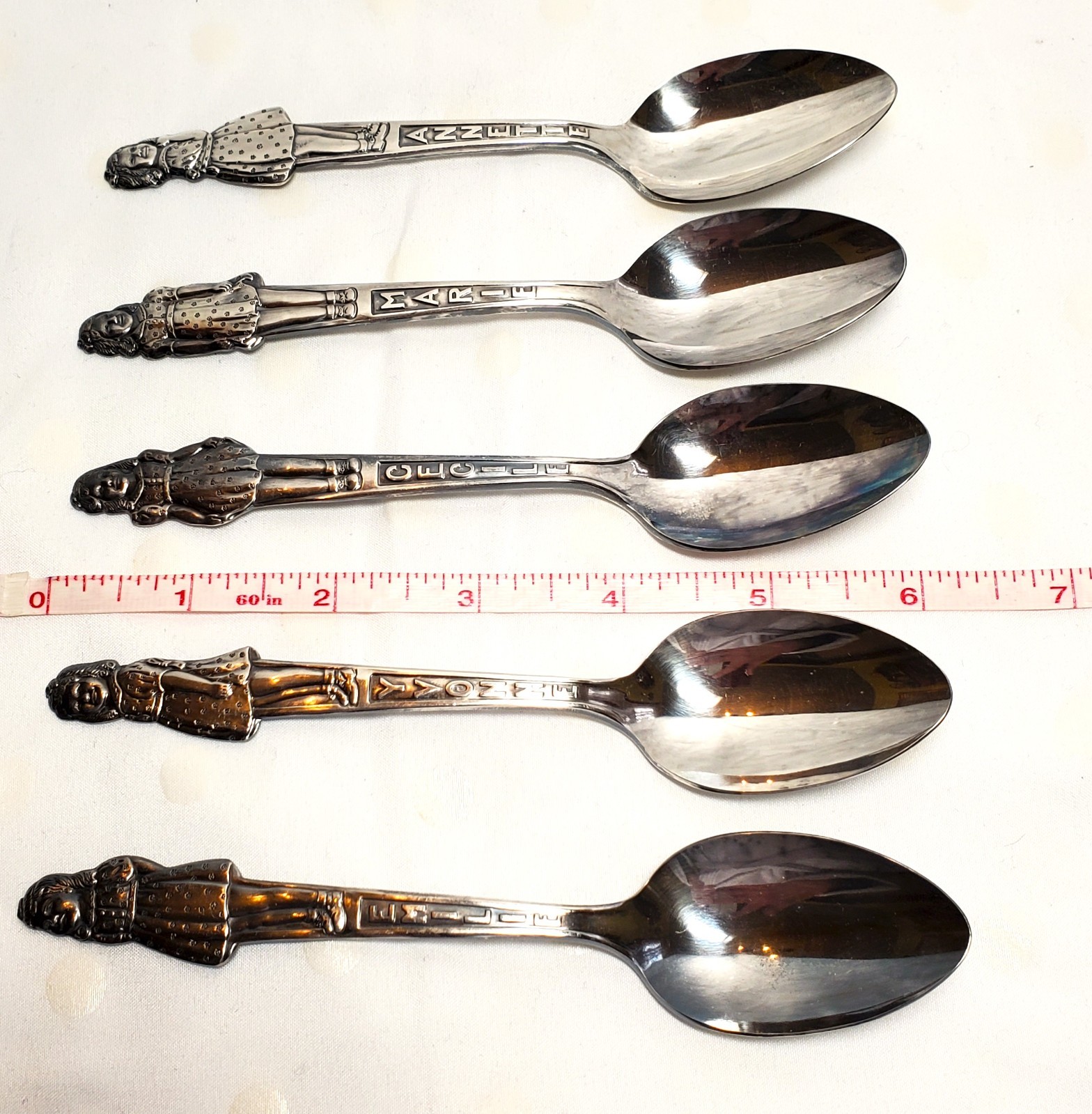 Carlton Silver Plate DIONNE Quints Quintuplets Sisters Girls Spoon 5 Set 1940’s