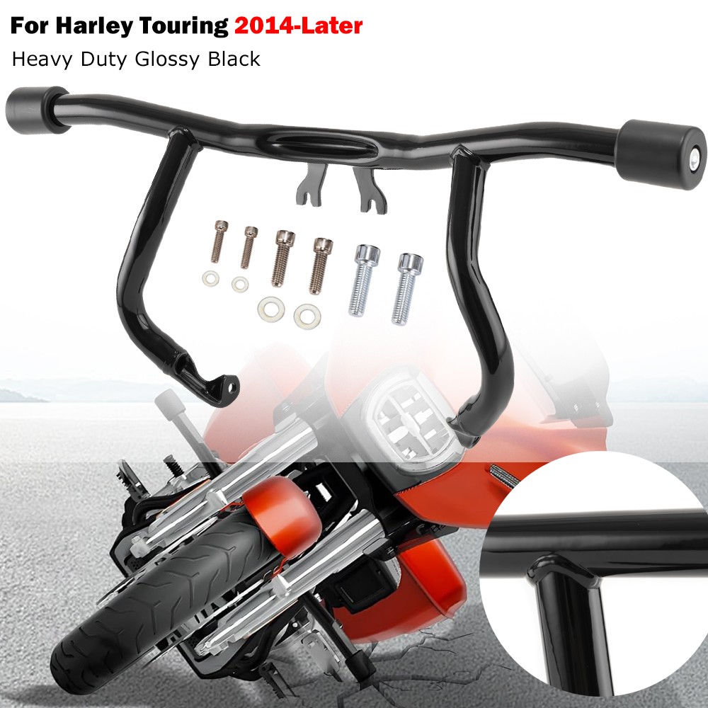 Front Rear Crash Bar Flat-Out Bar For Harley Road Glide Street Glide 2014-2025