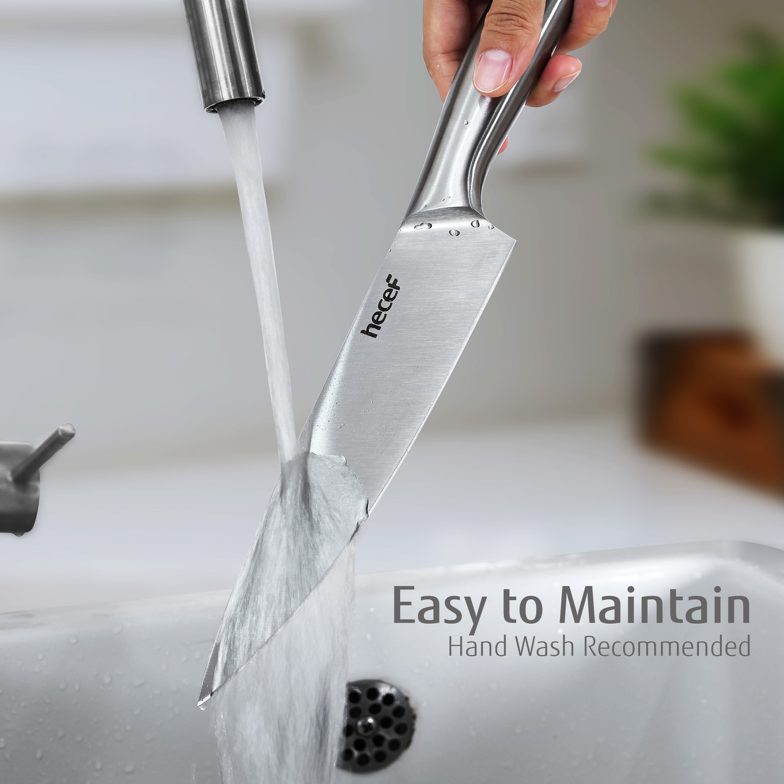 Hecef® Kitchen Knife Set of 3 Ultra Sharp Stainless Steel Chef Knife w/ cover