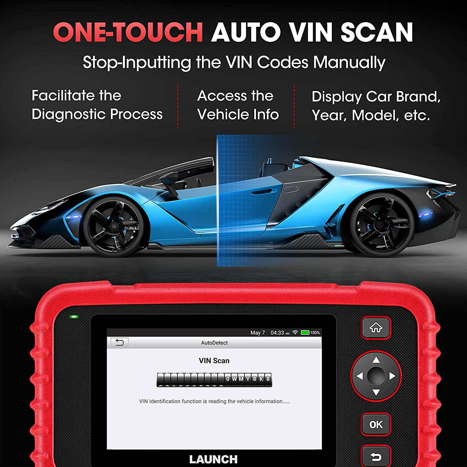 LAUNCH X431 CRP123X OBD2 Scanner ABS SRS Code Reader Oil SAS Car Diagnostic Tool
