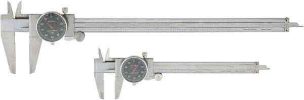 2 Piece Dial Caliper Set, Black Dial, Stainless Steel, (0" to 6" and 0" to 12")