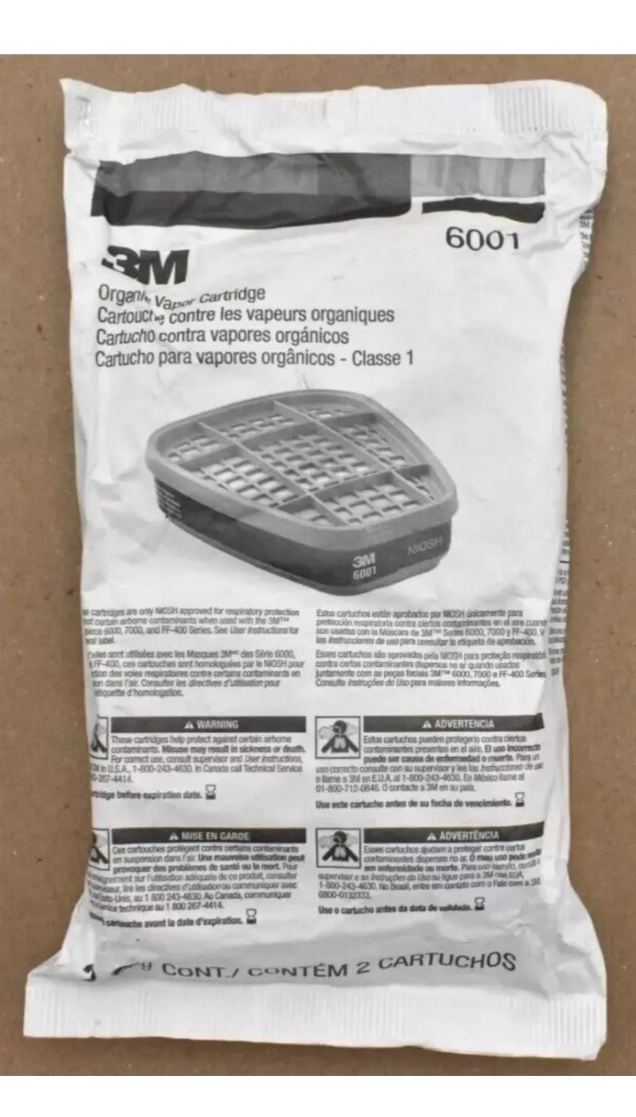 10 Packs.3M 6001 Organic Vapor Replacement Respirator Cartridge Filters Paint