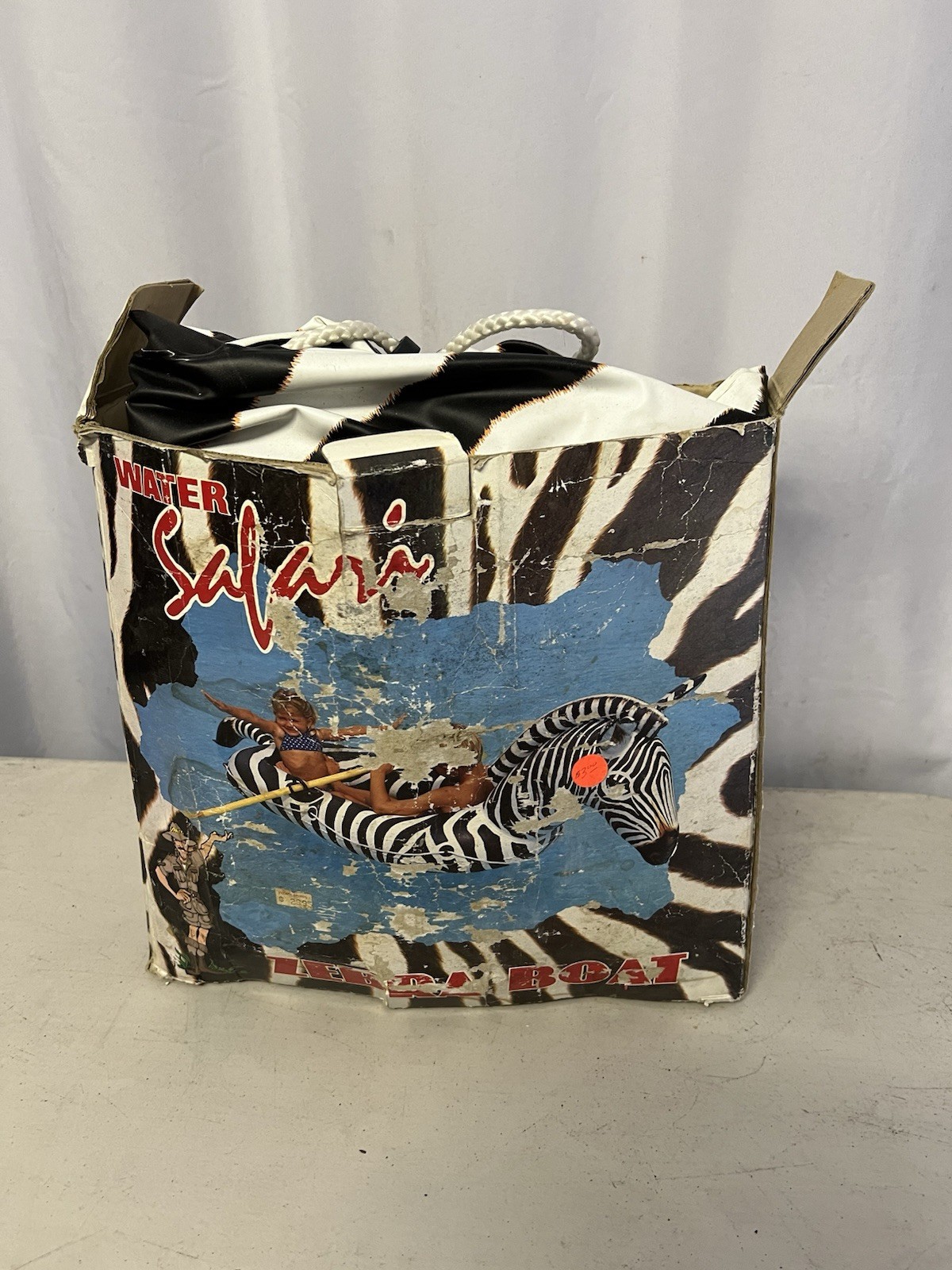 Water Safari Zebra Boat  Inflatable Float 90" The Frenry Co Inc Rare VTG 1985
