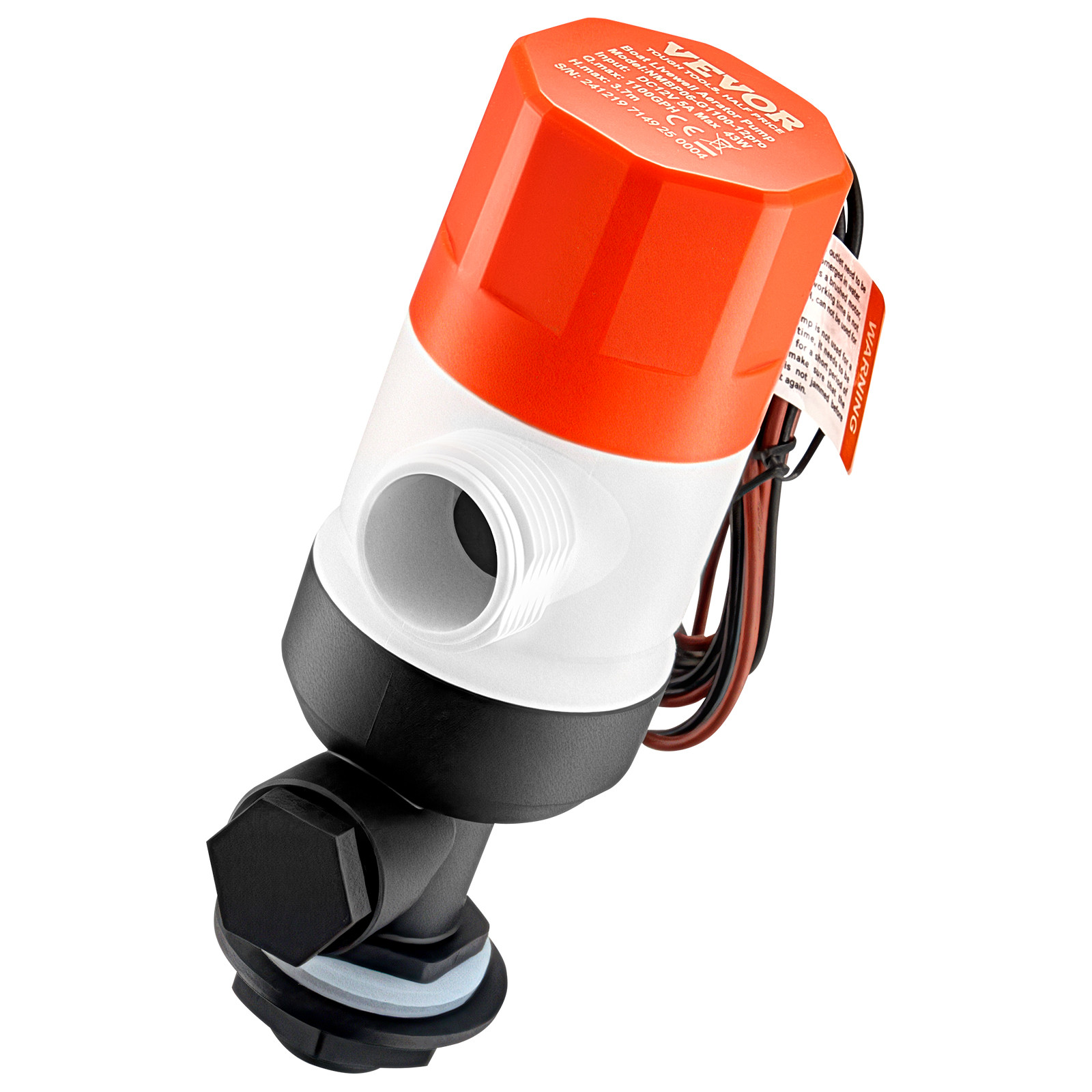 Livewell Pump for Boat 12V 1100GPH Livewell Aerator Pump Straight 2 Inlets