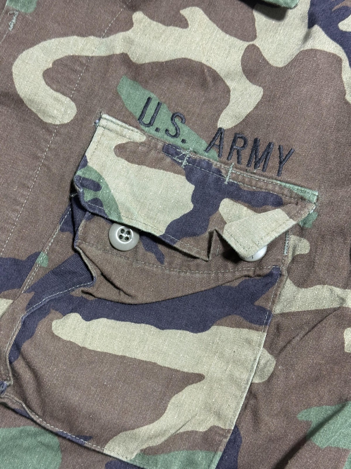 US Army BDU Jacket Mens Medium Regular Woodland Camo Combat Coat Field Patch