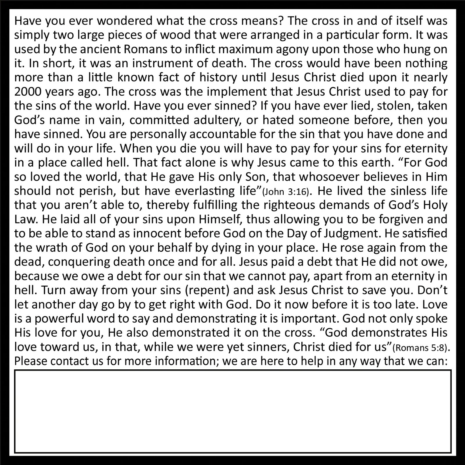 Cross Tract | Christian Gospel Tracts | Bible Tracts | Size (5"x5") | Pack of 50