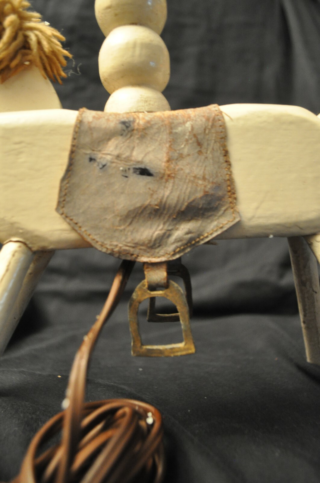 Wood White Horse / Pony Lamp Vintage / Antique w/ Leather Saddle