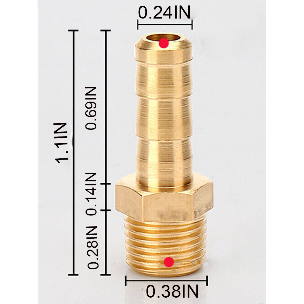 5pcs Hose Barb Fittings 1/4" Barb To 1/8" NPT Male Thread Air Hose Fitting