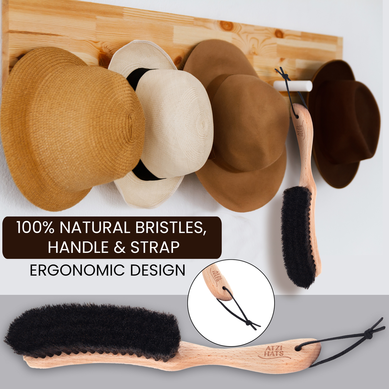 Deluxe Horsehair Hat & Lint Brush with Beechwood Handle