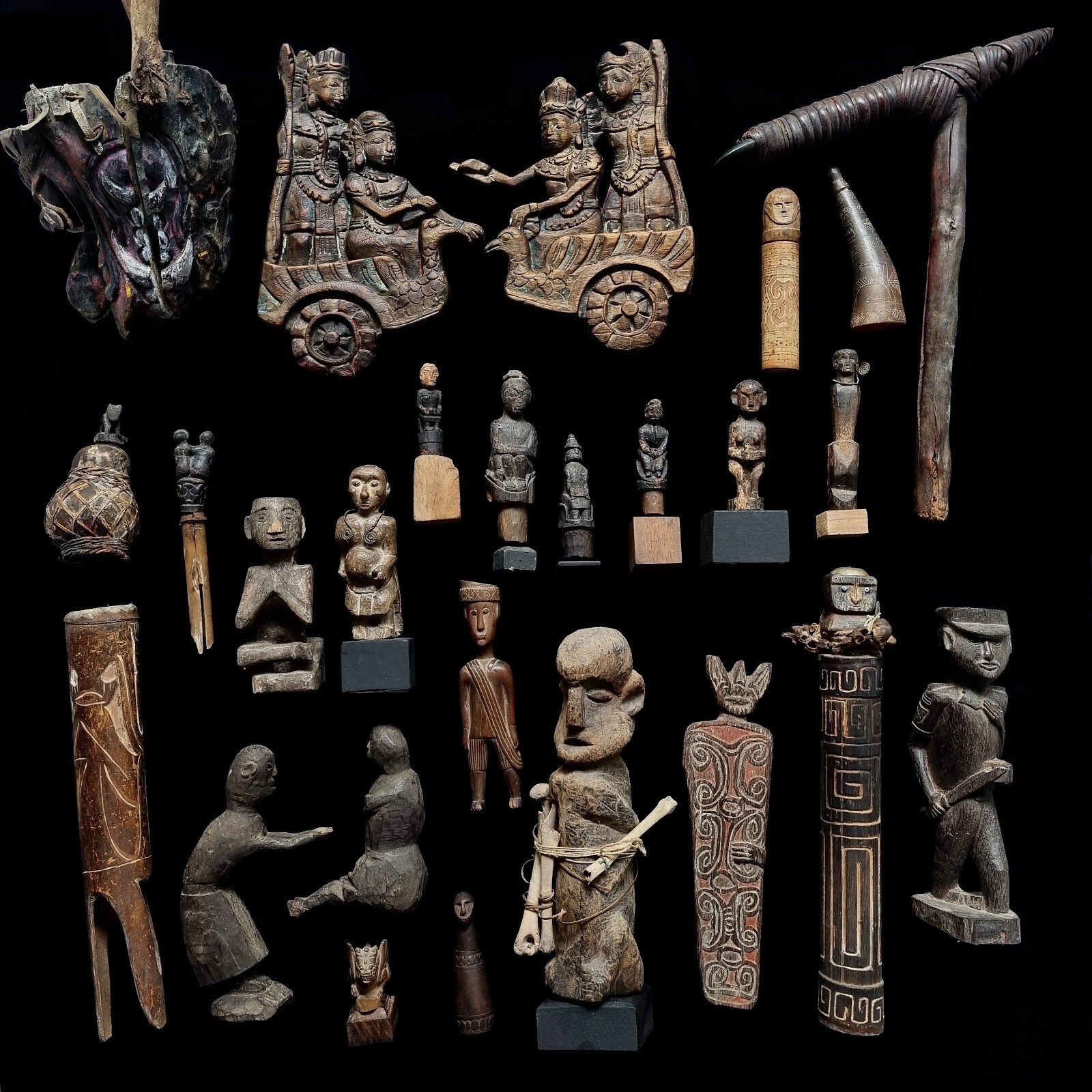 Asmat Bamboo Asaro Claws Mudmen Headhunter Papua New Guinea Carved Wooden Art