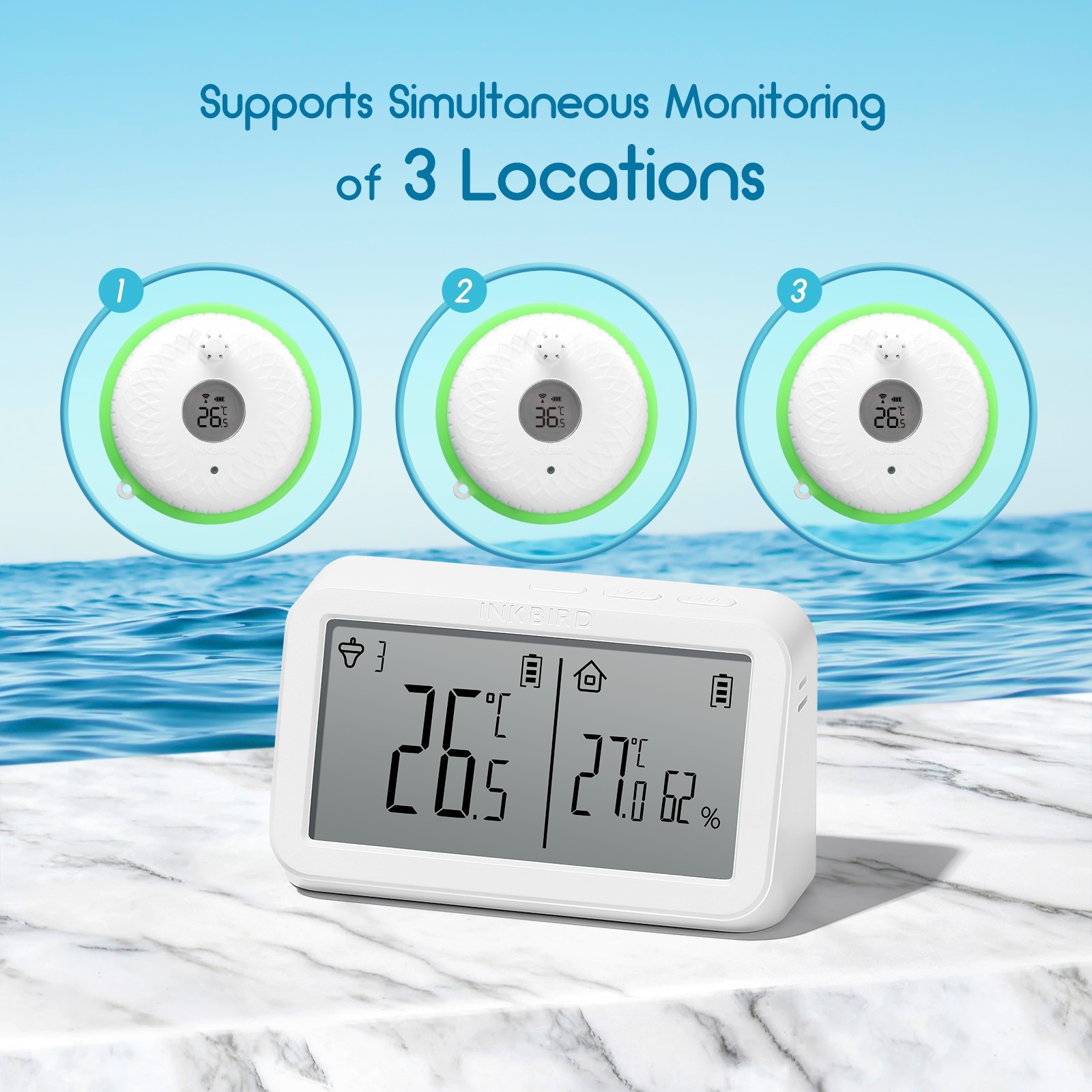 Inkbird Waterproof Wireless Pool Thermometer Easy Read Water Temperature Monitor
