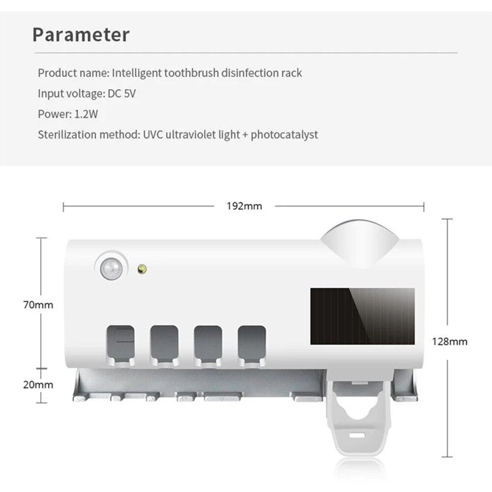 UV Light 4 Toothbrush Holder Electric Cleaner Automatic Toothpaste Dispenser New
