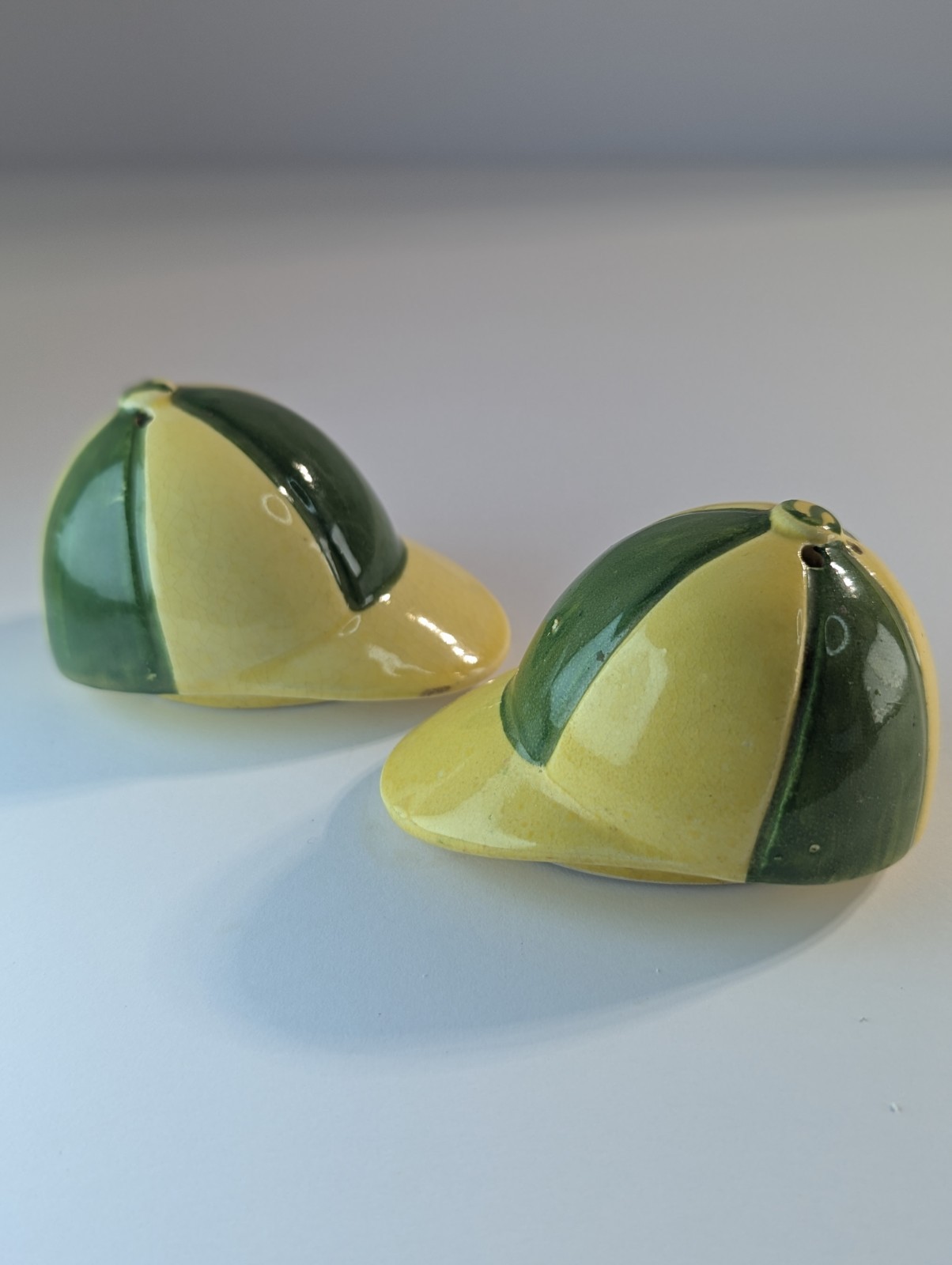 Vintage 1950's Baseball Cap Hat Salt And Pepper Shakers