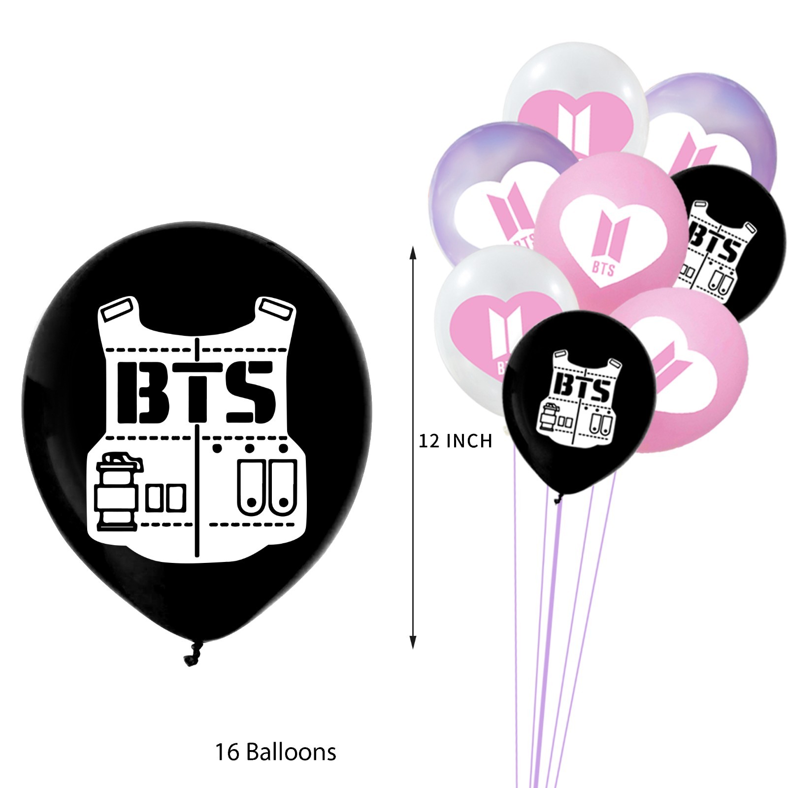 BTS Kpop Birthday Party Supplies Kit with Banner Balloons