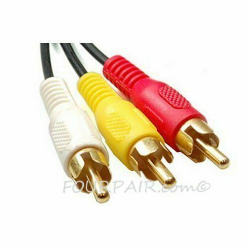 10ft 3-RCA Red White Yellow Composite Stereo Audio Video AV Cable Cord VCR DVD