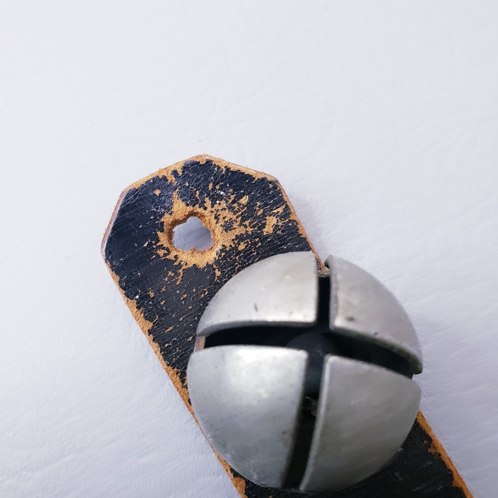 1890's Antique 12 Sleigh Bells On 27" Leather Strap