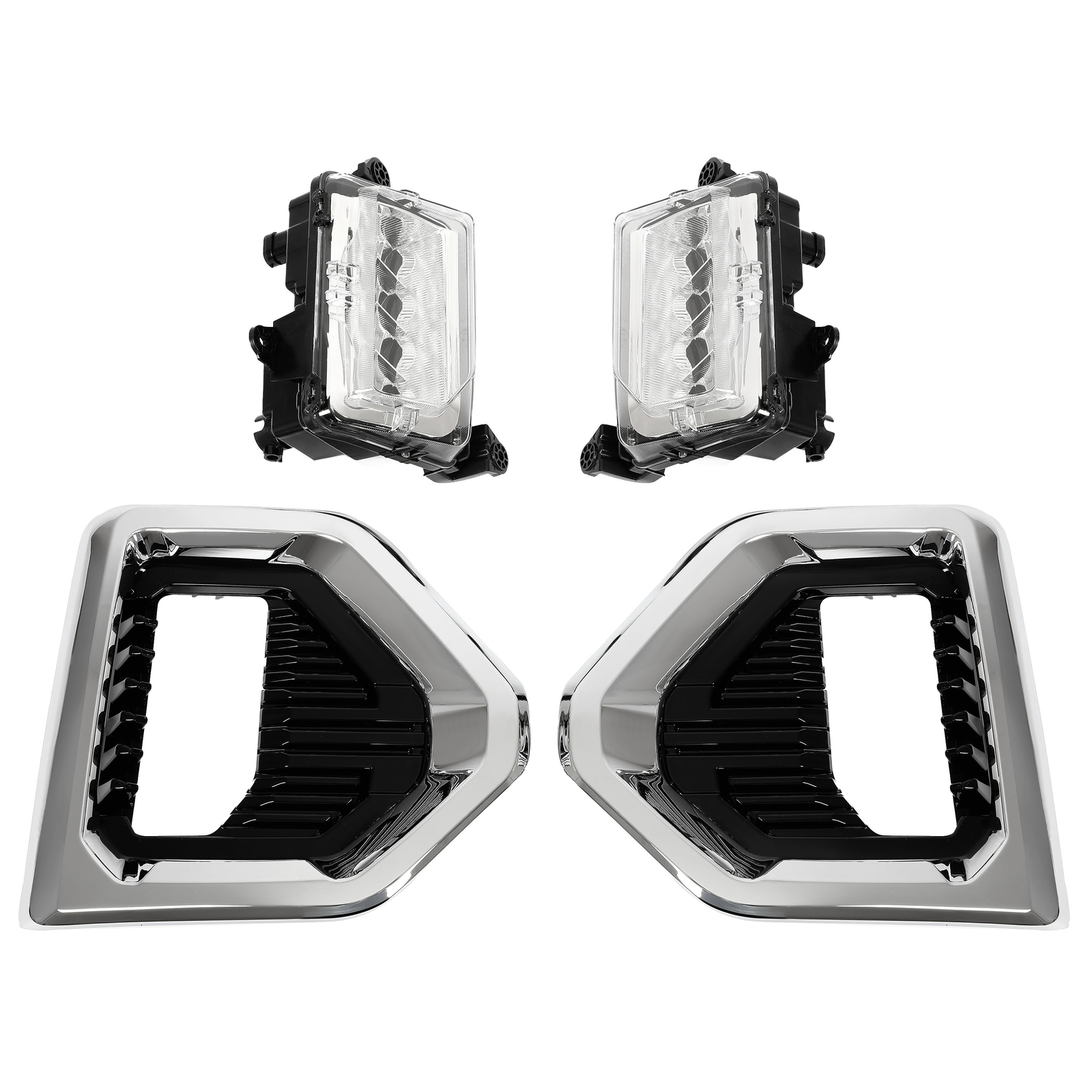 Fog Lights Lamp LED W/Chrome Bezels For GMC Sierra 1500 Denali 2019-2022