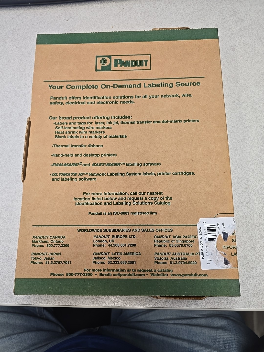 Panduit Polyester White 1" x 1.5" 2500 labels S100X150YAJ Full Cases
