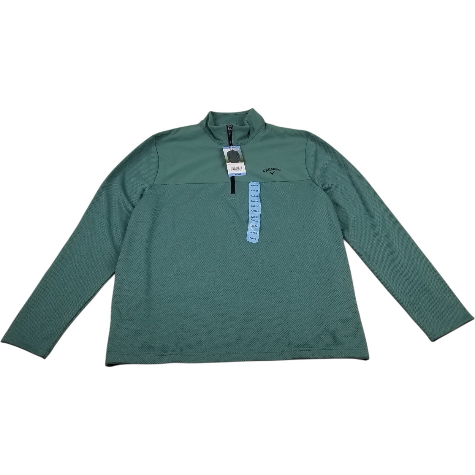 Mens Callaway Large Opti-Series Sagebrush Green 1/4 Zip Pullover UPF50