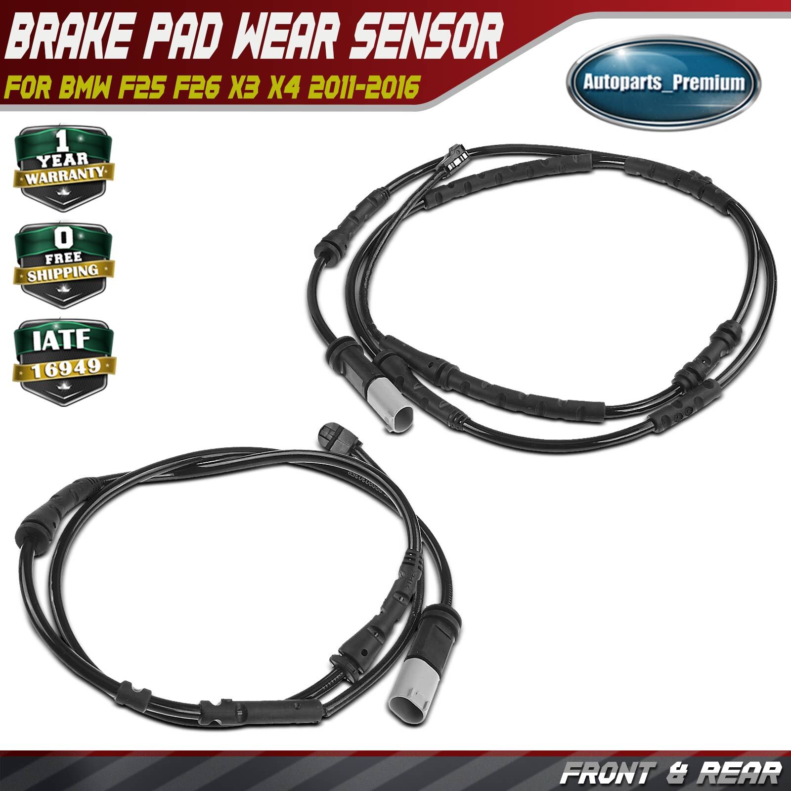 2x Front & Rear Brake Pad Wear Sensor for BMW F25 F26 X3 X4 2015-2018 2.0L 3.0L