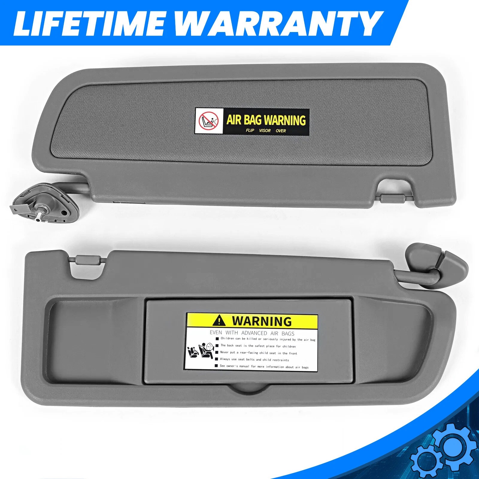 Sun Visor Dark Gray PAIR For 2006-2011 Honda Civic Left & Right Visor SET