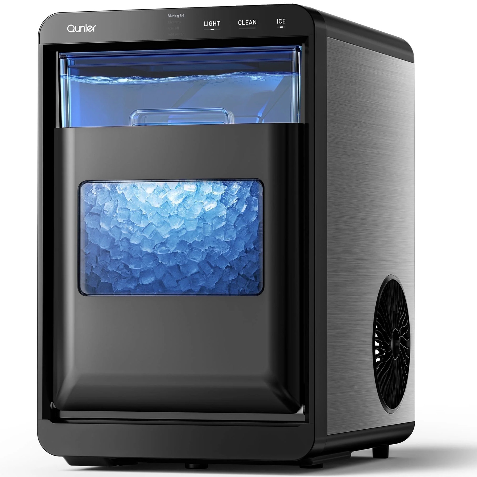 Qunler HZB-20EN Nugget Ice Maker Countertop, 44lbs Per Day Chewable Pebble