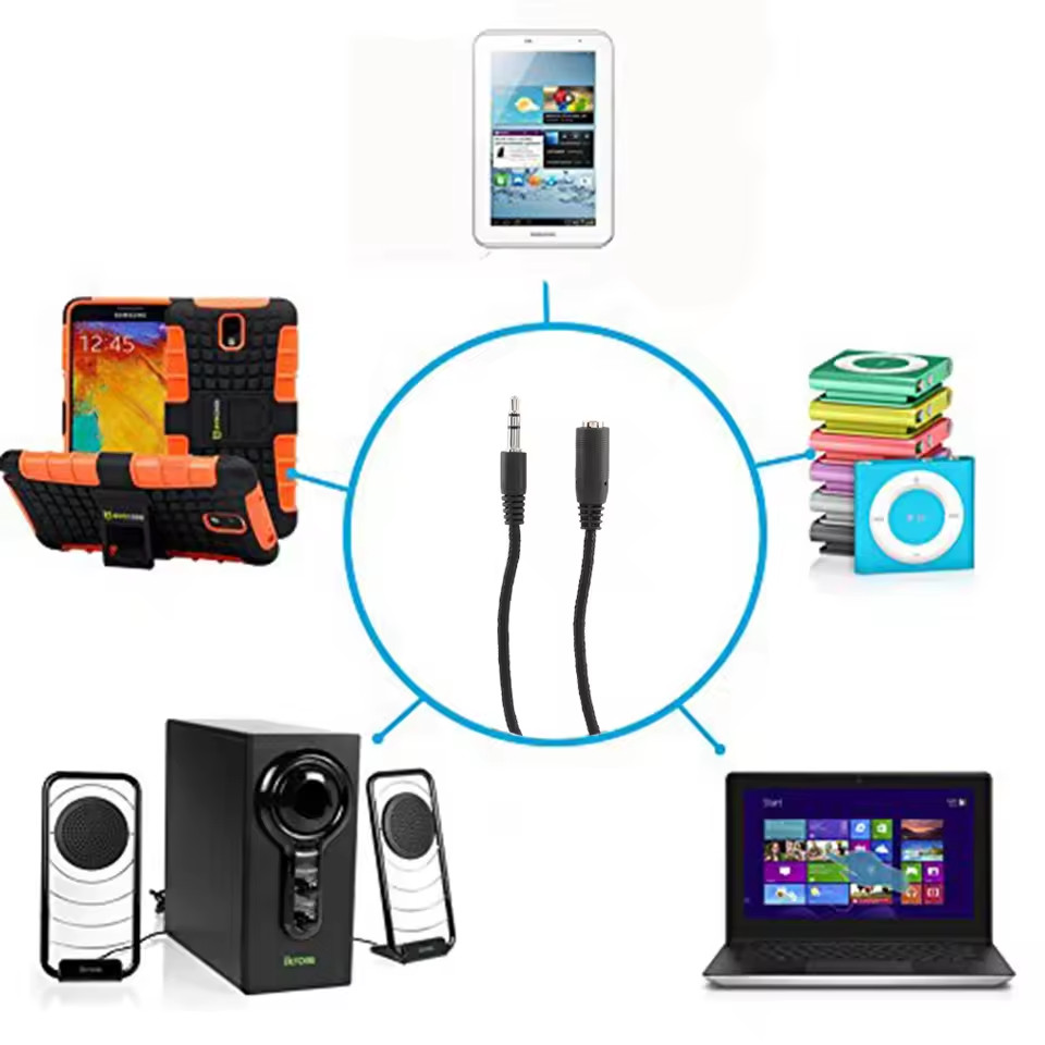 Male To Female 3.5mm AUX Audio Headphone Stereo Extension Cable 1m US