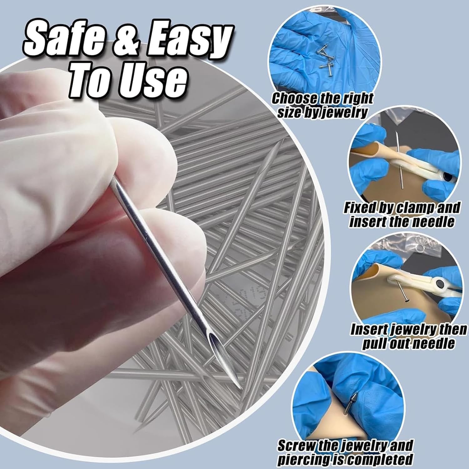 Body Piercing Kit 66PCS Professional Piercing Kit Includeds 50Mixed 12G 14G 16G