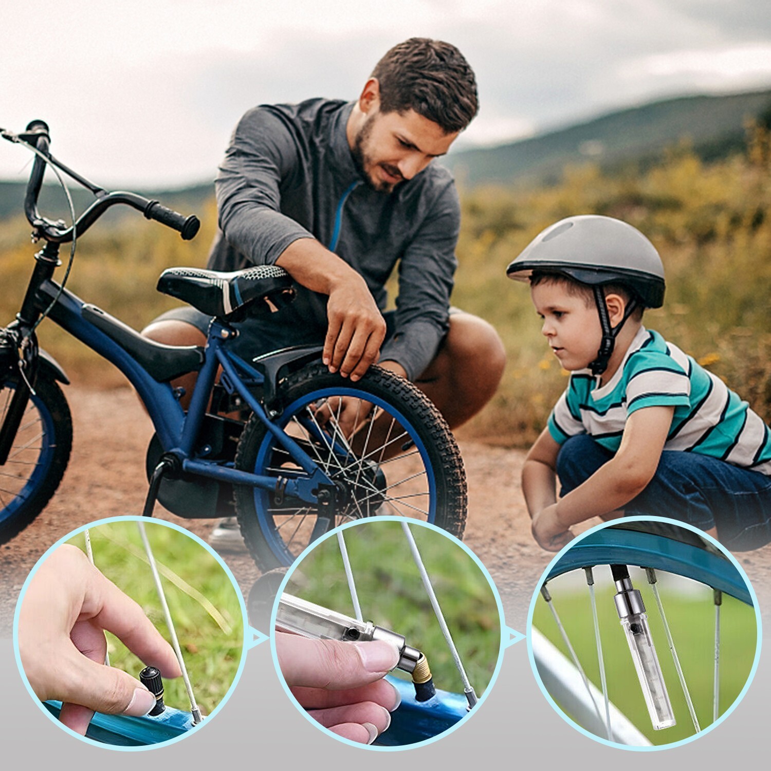 2 Pack Bicycle Waterproof LED Bike Rim Lights for Wheel Tire Valve Spoke 7 Model