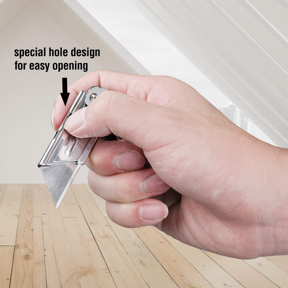 WORKPRO 3PC Compact Folding Utility Knife Lock Back Box Cutter Clip Pocket Knife