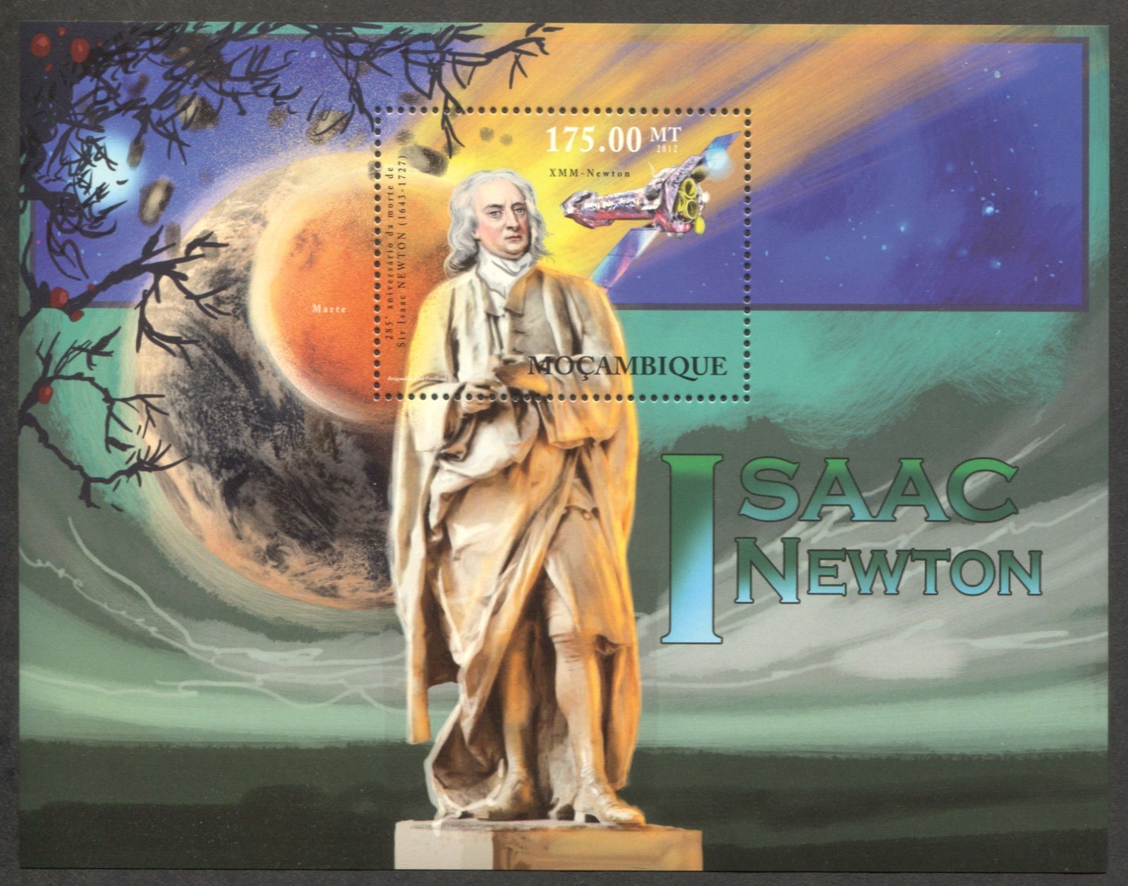 Mozambique Scott# 2567, Space - Sir Isaac Newton, VF/XF MNH S/S, SCV: $13.00
