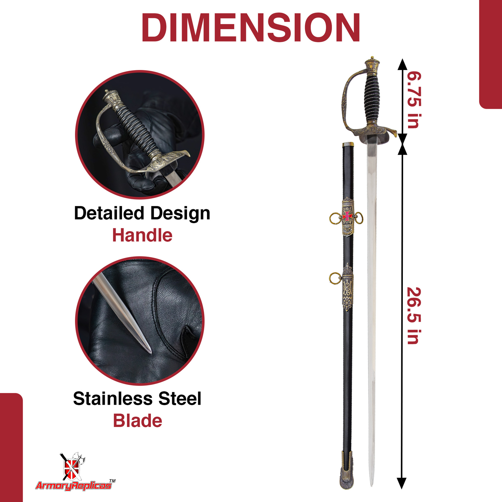 FAVORED FORTUNE KNIGHT CRUSADER COMMANDER TEMPLAR HISTORICAL REPLICA SABER SWORD