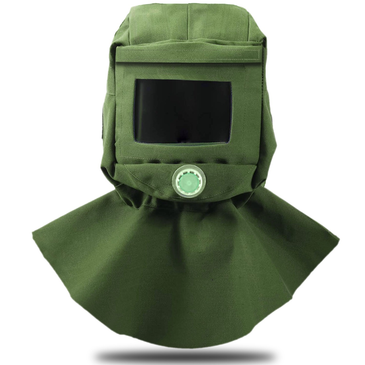 Industrial Sand Blasting Hood Cap Glass Face Shield Vent Design Anti Dust Green