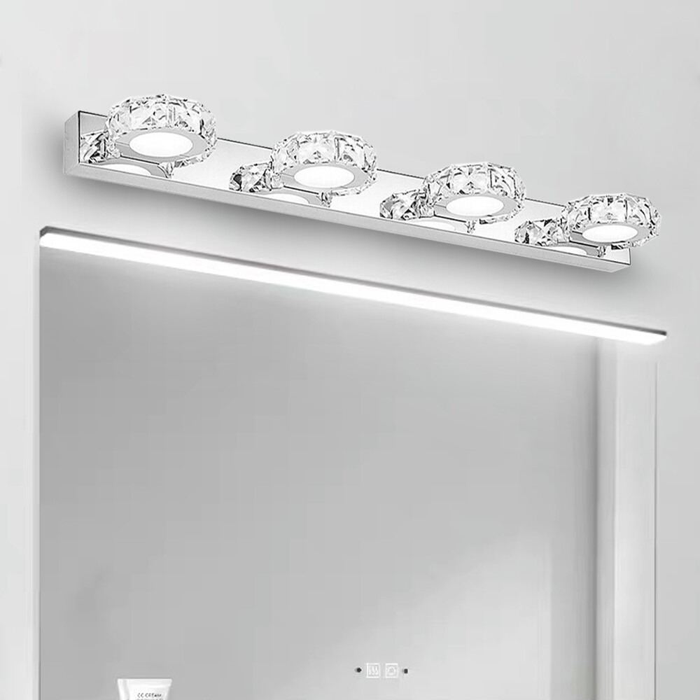 4-Light Bathroom Vanity Light Over Mirror Modern LED Crystal Wall Lamps Fixture