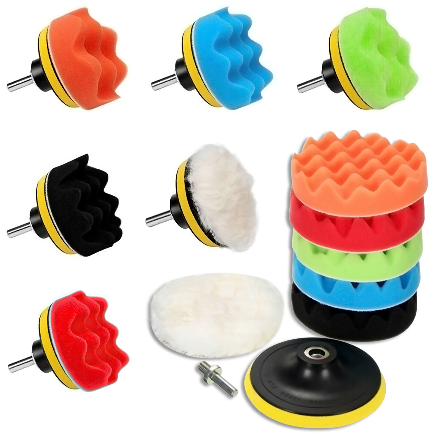 7 PCS 7 Inch Polishing Waxing Pad Sponge Buff Buffing Kit Set For Car Polisher