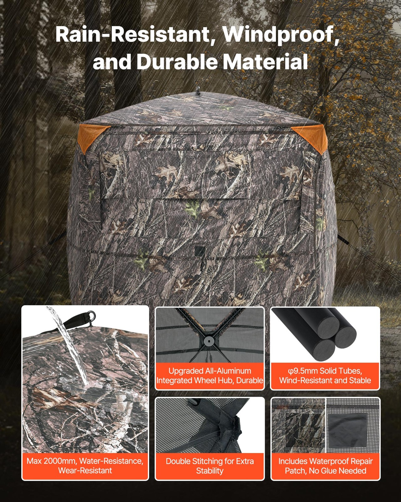 VEVOR Portable Hunting Blind See Through Ground Deer Blinds 2-3 Person Carrying