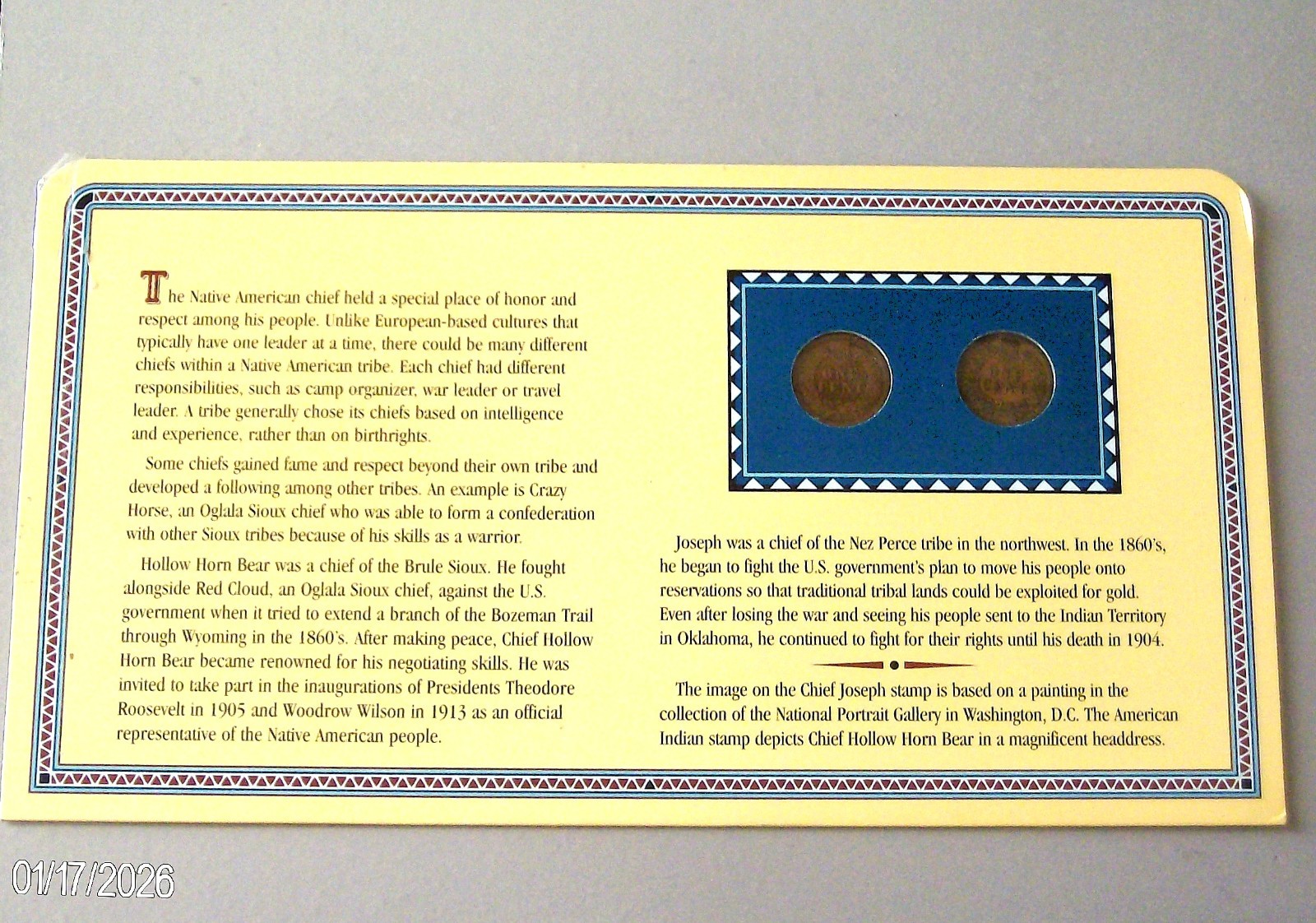 1900 & 1901 Indian Head cents & Stamps Honoring Chiefs