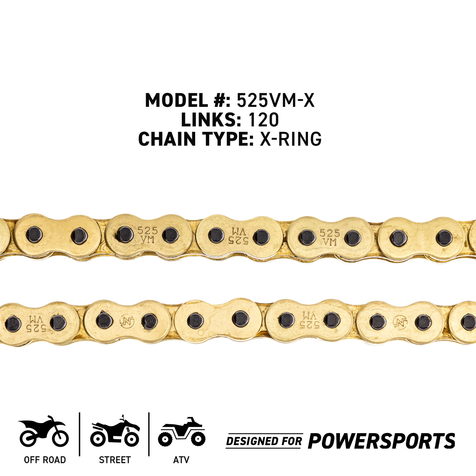 NICHE Gold 525 X-Ring Chain 120 Links With Connecting Master Link Motorcycle