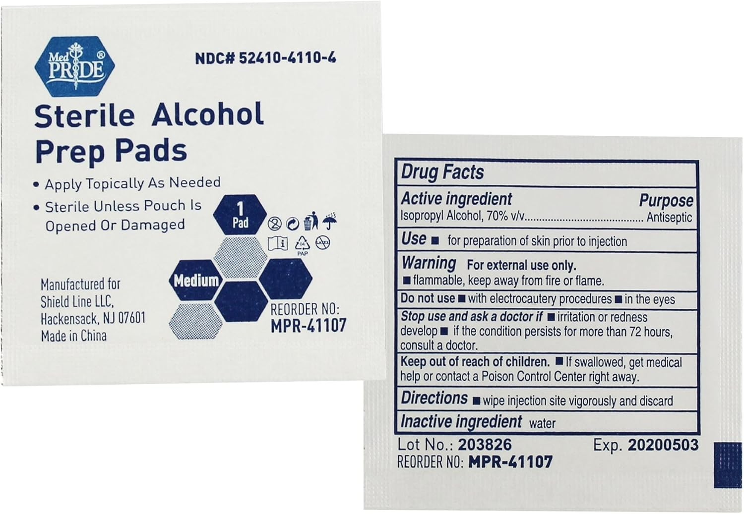 MED PRIDE Sterile Alcohol Prep Pads Antiseptic Individually Wrapped 200ct-2000ct