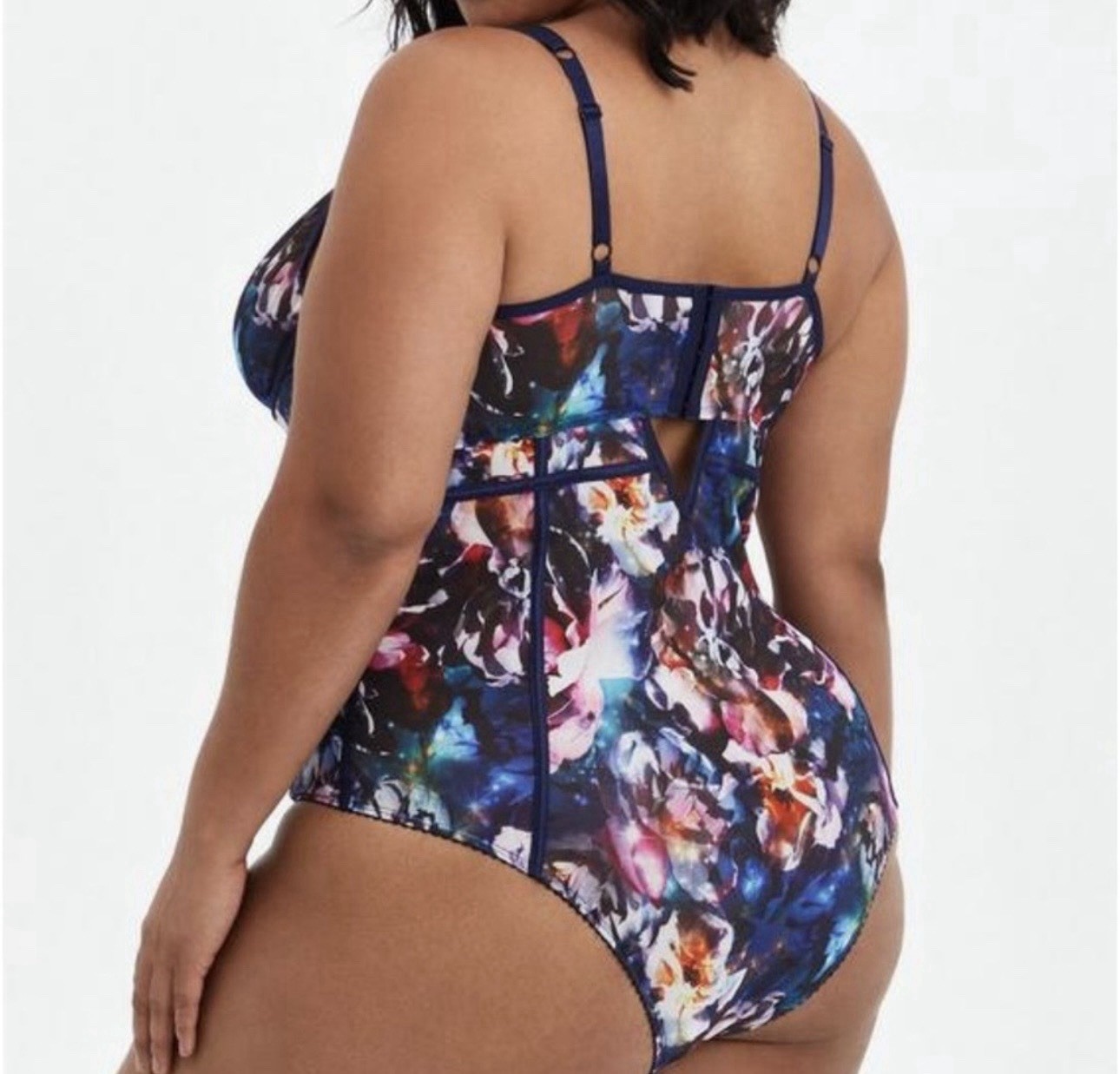 Torrid Curve Bodysuit Floral Print Sheer Mesh Corset Style Lingerie Sz 5 5X NWT