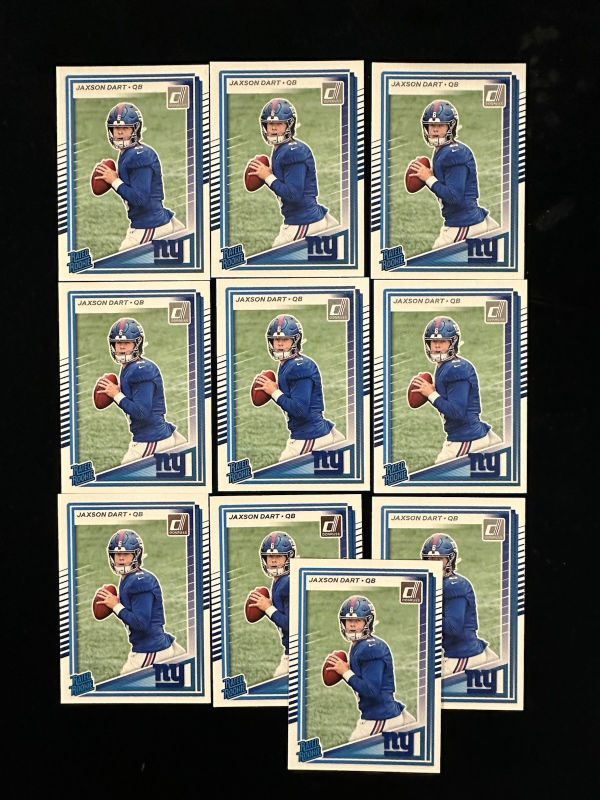 10 Card Lot - 2025 Donruss Jaxson Dart Rated Rookie Card #400 RC NY giants QB
