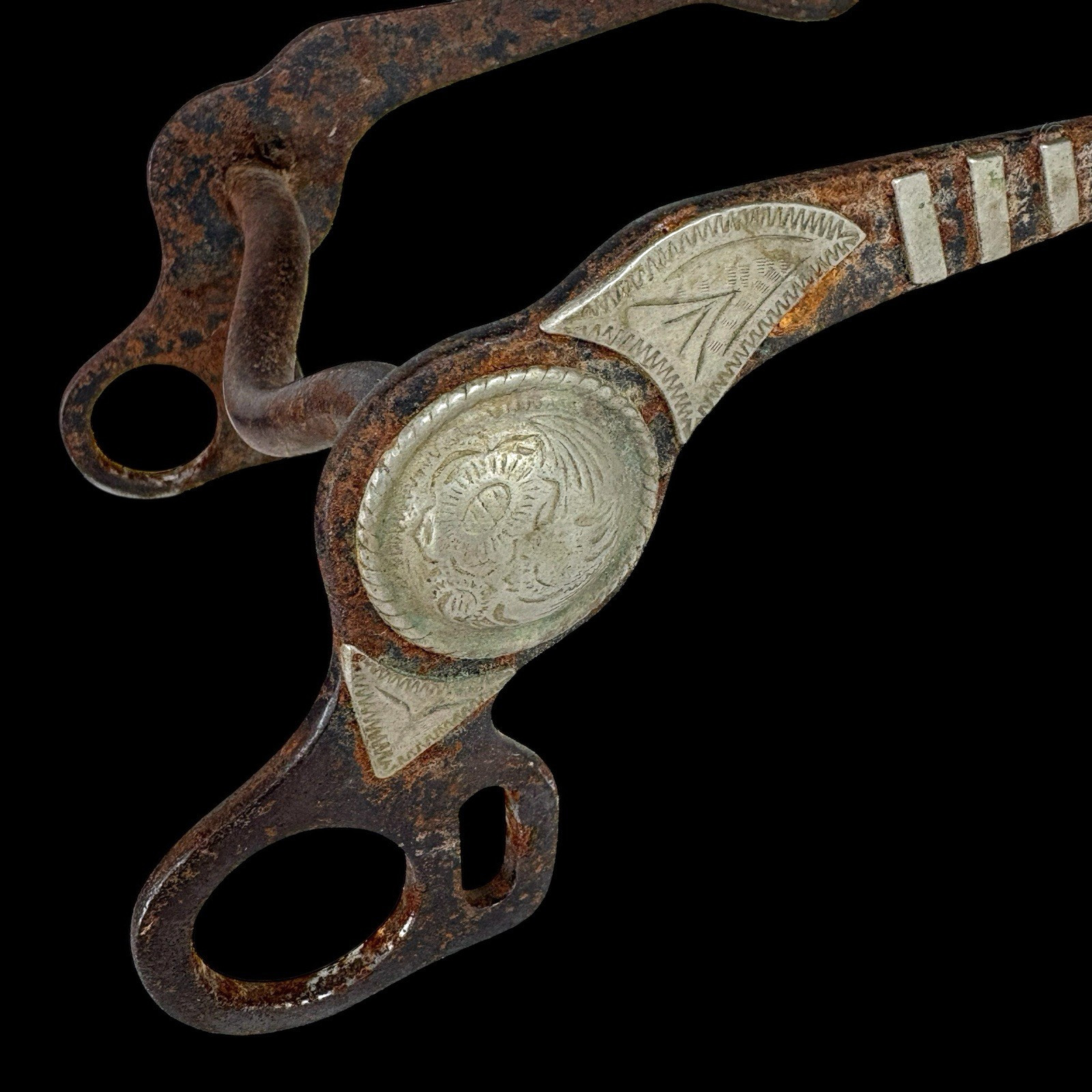 Engraved Silver Horse Show Bit Antique Vintage Western Decorative