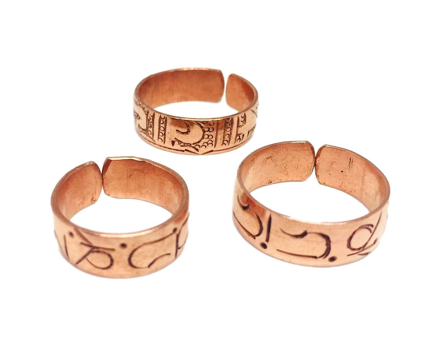 3 Hand Forged Copper Rings Set. 100% Pure Raw Copper Healing Medicine Ring.