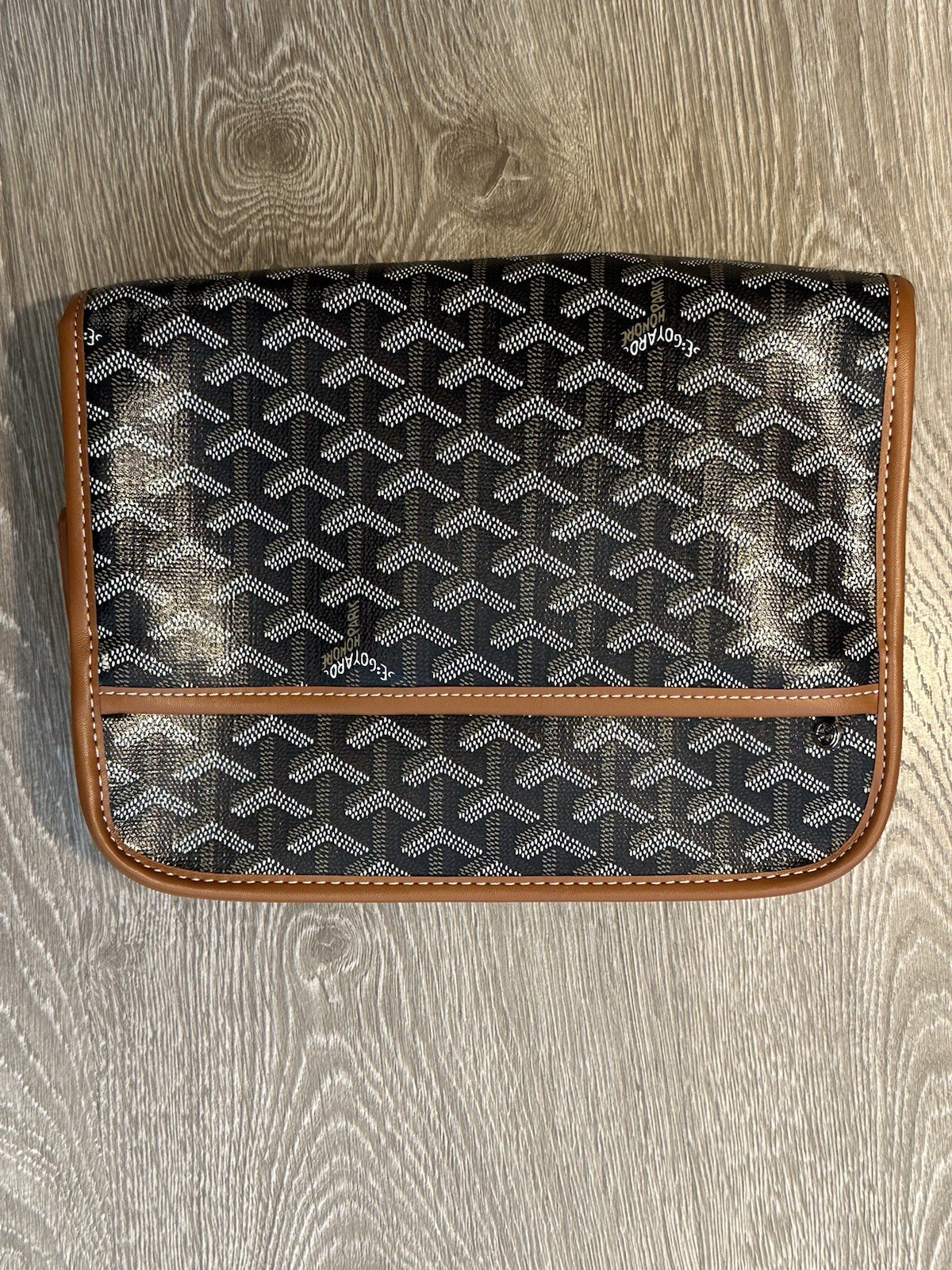 Goyard Goyardine Canvas Zip Pouch Organizer Brown Black Green Luxury Travel Case